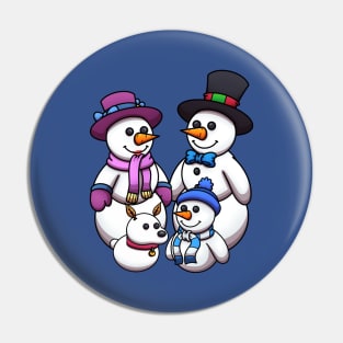 Happy Cartoon Snowman Family Pin