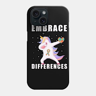 Embrace Differences Dabbing Unicorn Autism Awareness Phone Case