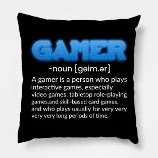 Gamer Noun Funny Gaming Quote Video Game Gift Pillow