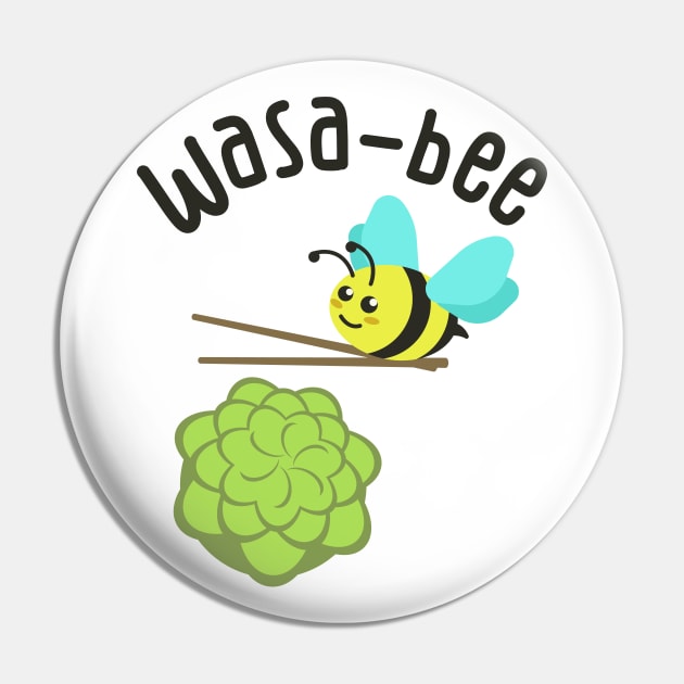 Cute Wasabi Bee Pun Pin by Wolfkin Design