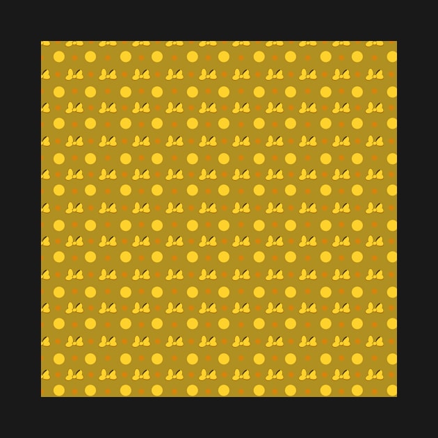 Yellow Mini Bow & Polka Dot Pattern by The Attoram Studio