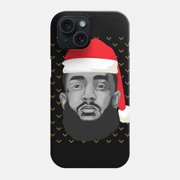 Nipsey Hussle Wearing Santa Hat Christmas Gift Phone Case by BadDesignCo