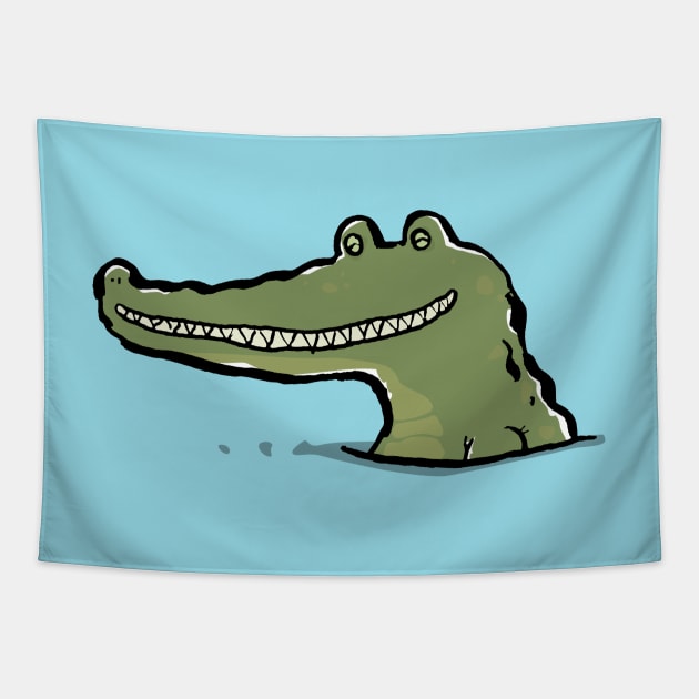 smiling croc Tapestry by greendeer