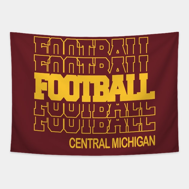 Football Central Michigan in Modern Stacked Lettering Tapestry by tropicalteesshop