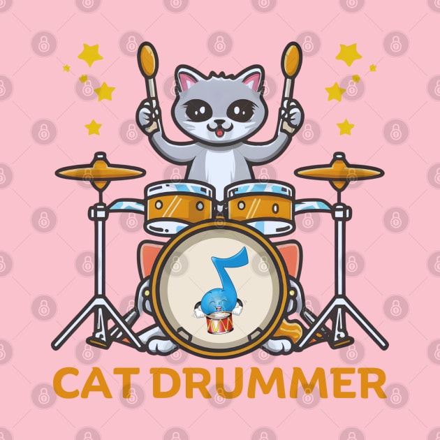 Cat Playing Drums by Inktopolis