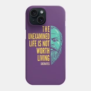 Socrates Portrait & Inspirational Quote: The Unexamined Life (color version) Phone Case