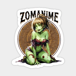 Zombie Anime girl, ZOMANIME cute monster kawaii anime tee Magnet