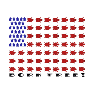 Turtle American Flag - Born Free T-Shirt