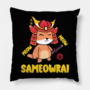 Meow Meow Samurai Cat Pillow