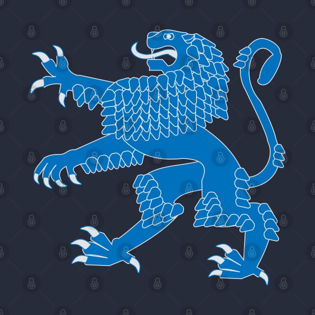 Heraldic Rampant Lion (Blue) by PabloDeChenez