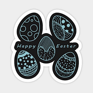 Happy Easter Blue Pattern Magnet