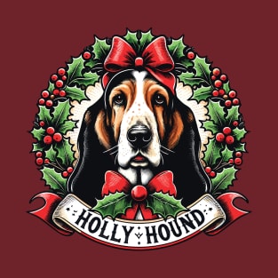 Basset Hound Christmas - Holly Hound T-Shirt
