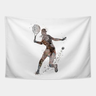 Girl Tennis Player Forehand Shot Watercolor Tapestry