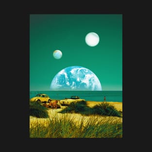 Green Sea - Space Collage, Retro Futurism, Sci-Fi T-Shirt