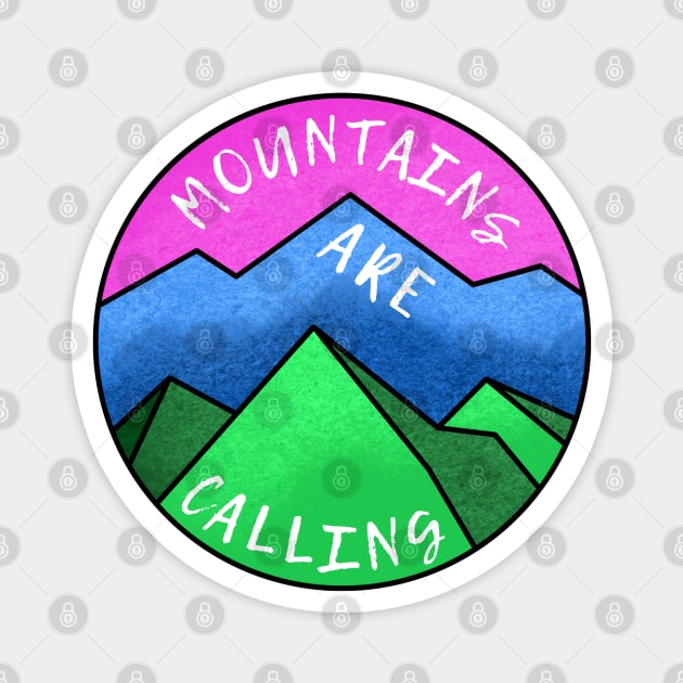 Mountains are Calling (Pink sky) Magnet by Mey Designs