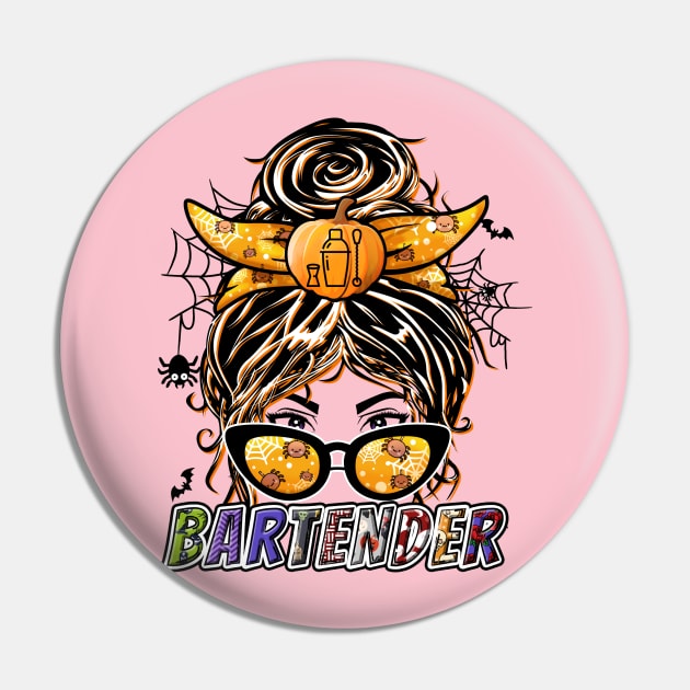 Bartender Messy Bun Bargirl Gift Pin by BadDesignCo