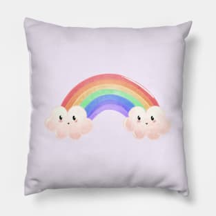 Rainbow with clouds Pillow