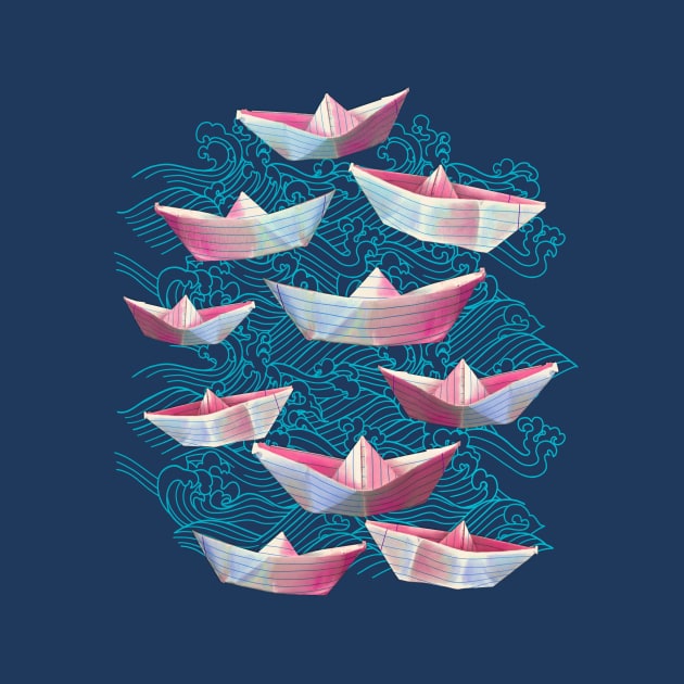 Blue Waves and Paper boats by Lyara Costa