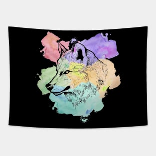 Watercolor Wolf Tapestry