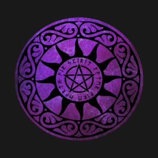 Five Elements Runic Magical Pentacle - Purple Version T-Shirt