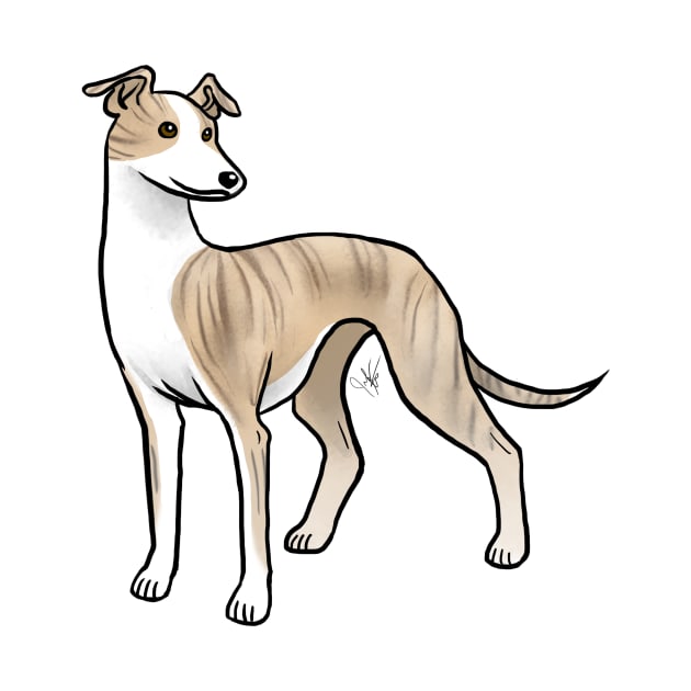 Dog - Whippet - Brindle and White by Jen's Dogs Custom Gifts and Designs