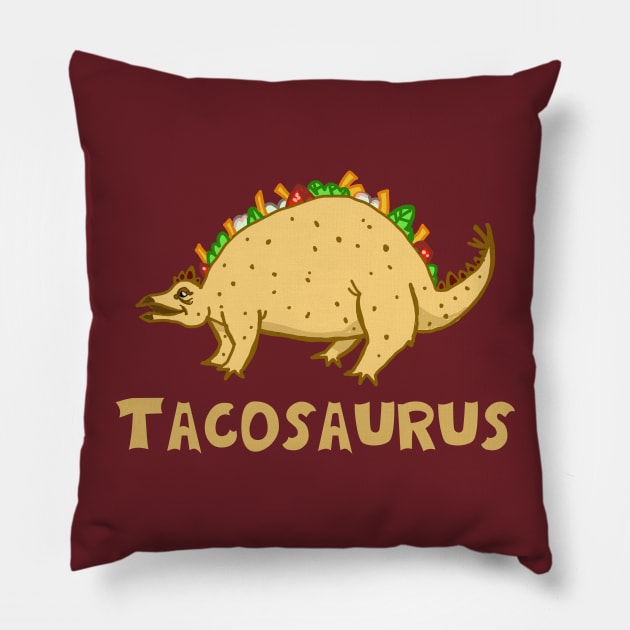 Tacosaurus Cute Dinosaur Pillow by ckrickett