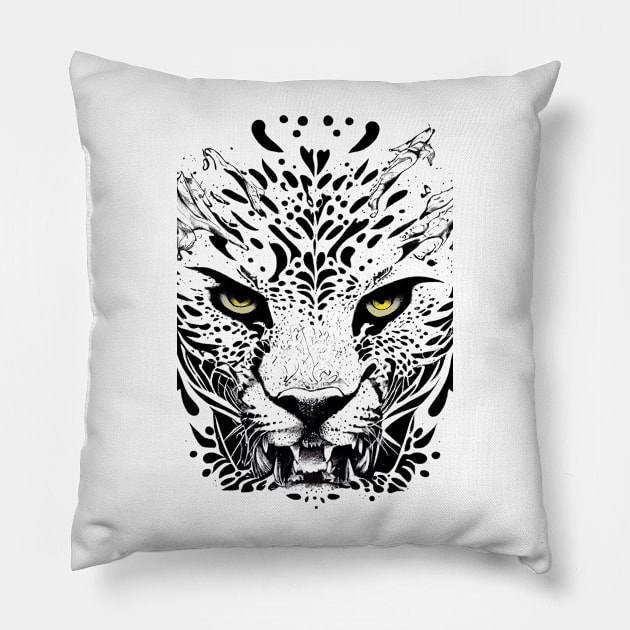 Cheetah Wild Animal Nature Illustration Art Tattoo Pillow by Cubebox