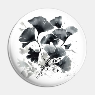 Gingko leaves Sumie painting Japan art Pin