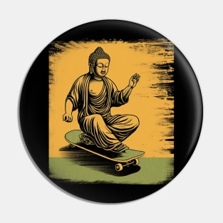 Buddha Skateboarding | Retro Skateboard | Funny Buddha #4 Pin