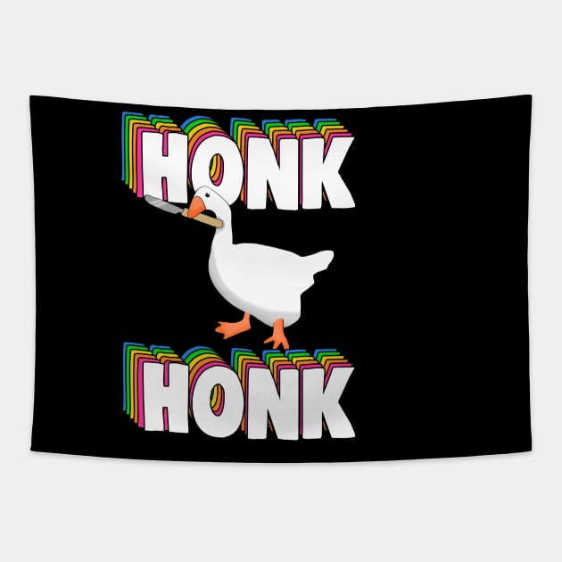 Honk Honk Peace Was Never An Option Goose Knife Meme Tapestry by Barnyardy