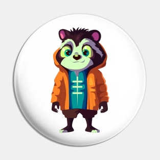 Badger Cartoon Illustration Pin