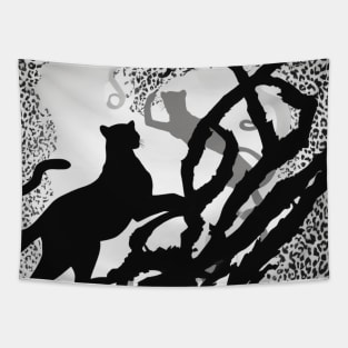 Leopard Shadow Silhouette Anime Style Collection No. 181 Tapestry