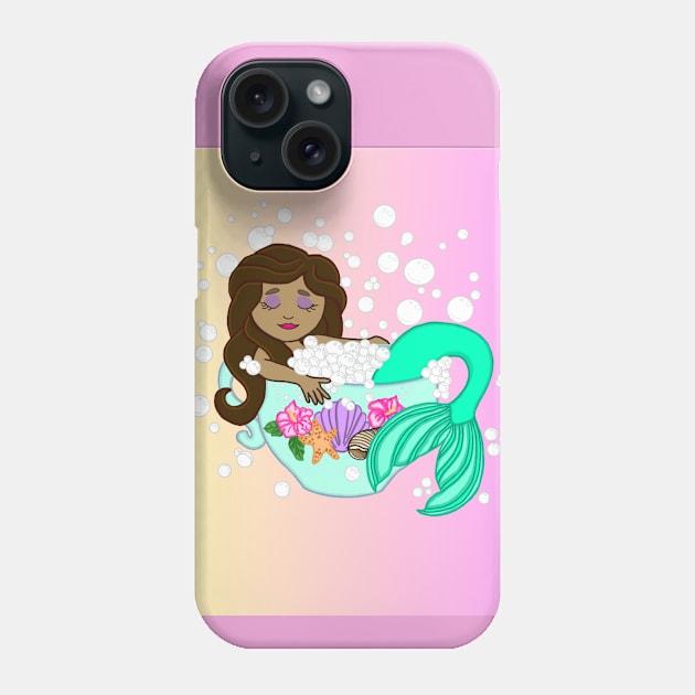 Teacup Mermaid (sunrise) Phone Case by Octopus Cafe