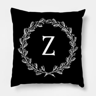 Beautiful Letter Z Alphabet Initial Monogram Wreath Pillow