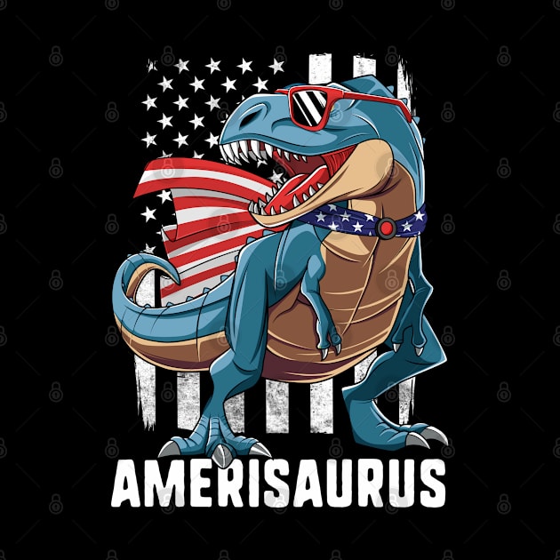 T Rex Dinosaur American Flag 4th Of July Gift For Kids Boys by HCMGift