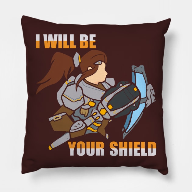 I will be your shield Brigitte Overwatch Pillow by BijouBljou