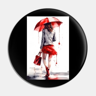 Girl with a red umbrella Pin