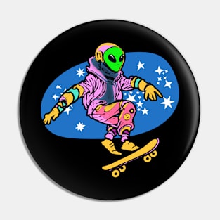 Alien on Skateboard Pin