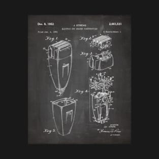 Electric Shaver Patent - Barber Stylist Bathroom Décor Art - Black Chalkboard T-Shirt