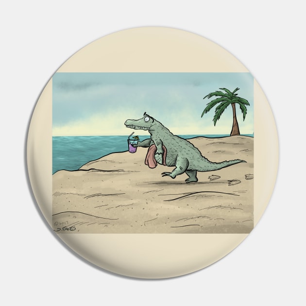 Gator at the Beach Pin by cartoonistnate