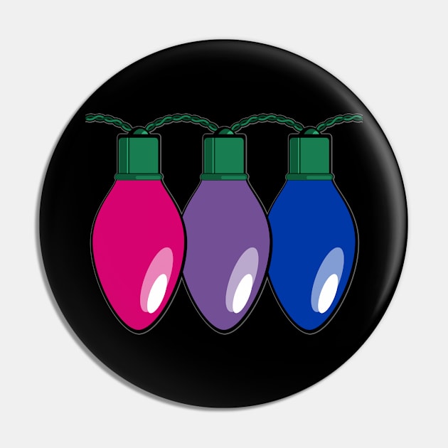 Bisexual Pride Christmas Lights Pin by wheedesign