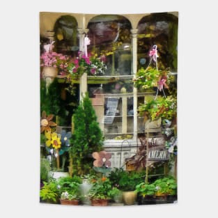 Strasburg PA - Flower Shop With Birdhouse Tapestry