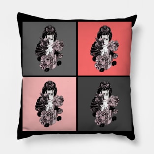 Vintage Japanese Retro Colorful Geisha Pop Art 462 Pillow