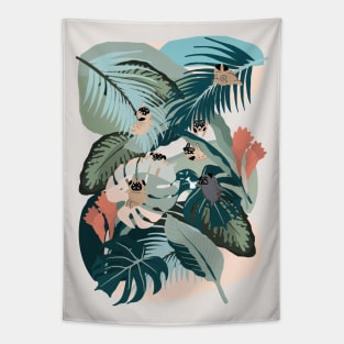 Pugs and Tropical Plants Tapestry