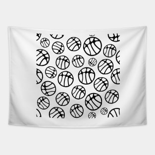 Black and White Basketball Ball Pattern Tapestry