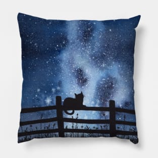 Night full of Sky Watercolor Galaxy Painting Pillow