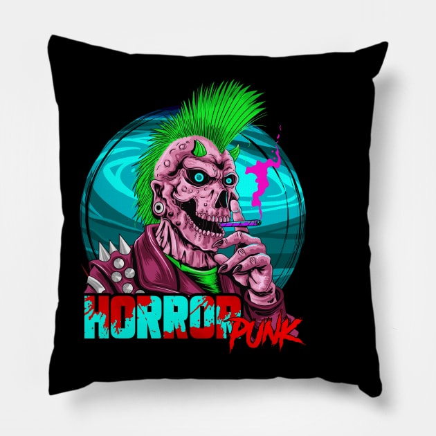 HORRORPUNK RETRO Pillow by theanomalius_merch