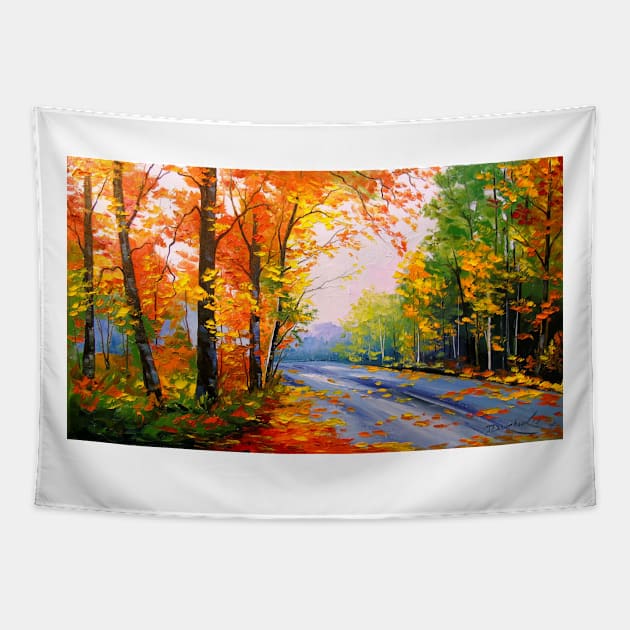 Autumn road Tapestry by OLHADARCHUKART