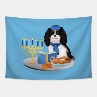 Hanukkah Tri-Colored Cavalier King Charles Spaniel Tapestry