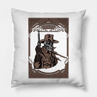 Vintage Skull Cowboy #7 Pillow